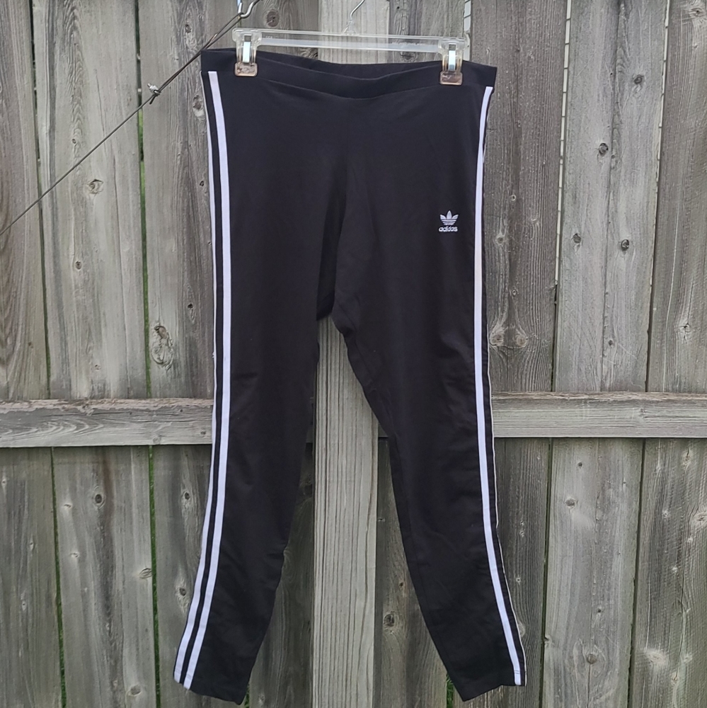 Adidas Leggings in Black with White Stripes